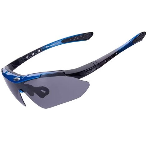 Okulary rowerowe polaryzujące 10007 - ZESTAW - czarno-niebieskie ROCKBROS