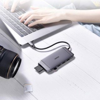 Wielofunkcyjny HUB USB czytnik kart SD i TF HDMI 4K VGA Full HD RJ45 9w1 szary CHOETECH
