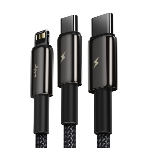 Kabel przewód 3w1 USB USB-C Iphone Lightning microUSB 3.5 A 1.5 m czarny BASEUS