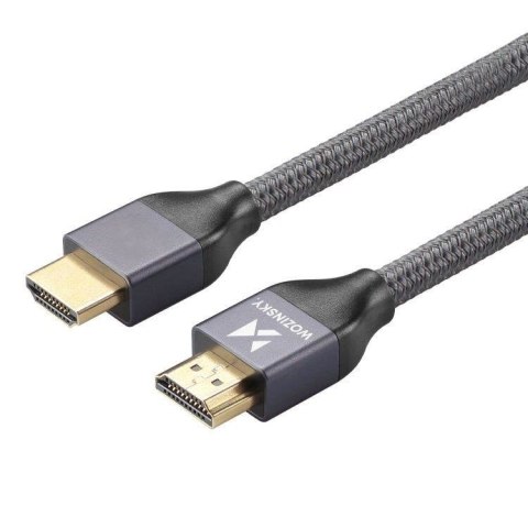 Kabel przewód HDMI 2.1 8K 60 Hz 48 Gbps 4K 120 Hz 2K 144 Hz 1 m srebrny WOZINSKY