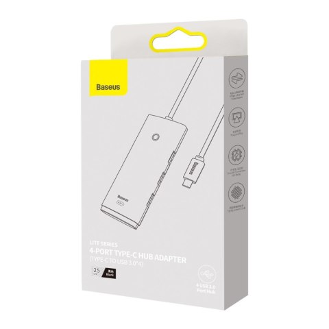 Lite Series przejściówka HUB USB-C 4x USB 3.0 25cm czarny BASEUS