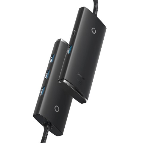 Lite Series przejściówka HUB USB-C 4x USB 3.0 25cm czarny BASEUS