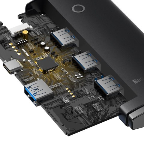 Lite Series przejściówka HUB USB-C 4x USB 3.0 25cm czarny BASEUS