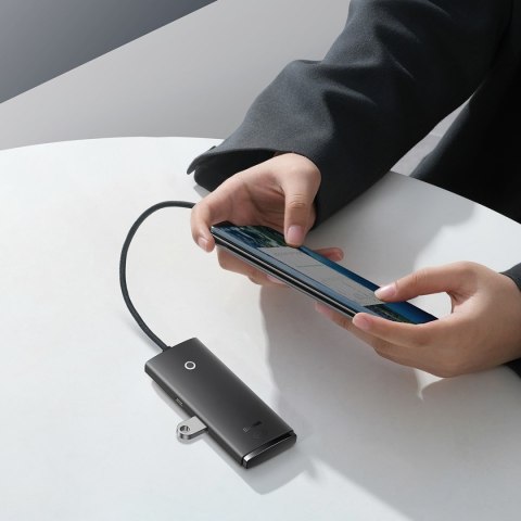 Lite Series przejściówka HUB USB-C 4x USB 3.0 25cm czarny BASEUS