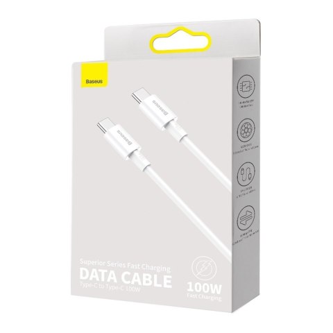 Superior kabel przewód USB-C USB-C Quick Charge FCP 100W 5A 20V 2m biały BASEUS