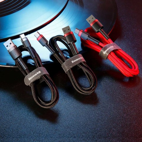 Wytrzymały elastyczny kabel przewód USB USB-C QC3.0 2A 2M czerwony BASEUS