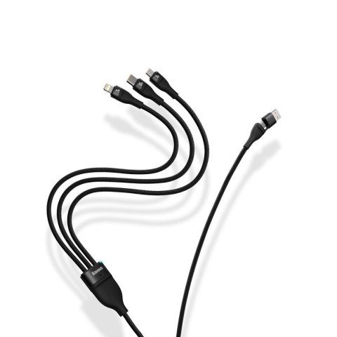 Kabel przewód 4w1 USB+USB-C do USB-C / iPhone Lightning / micro USB 1.2m - czarny BASEUS