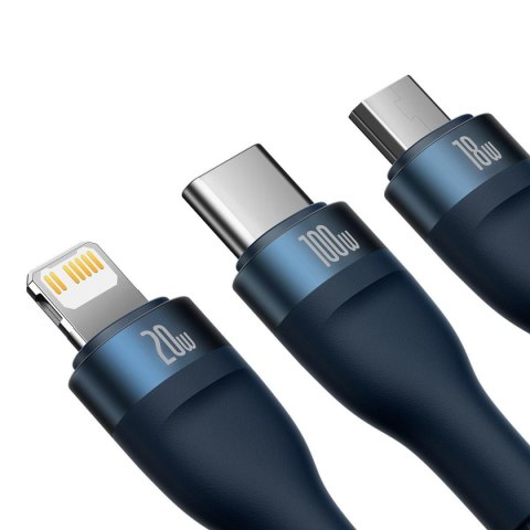 Kabel przewód 4w1 USB+USB-C do USB-C / iPhone Lightning / micro USB 1.2m - niebieski BASEUS