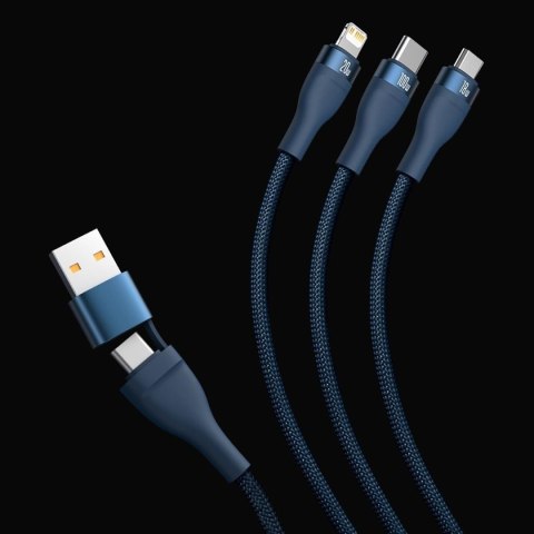 Kabel przewód 4w1 USB+USB-C do USB-C / iPhone Lightning / micro USB 1.2m - niebieski BASEUS