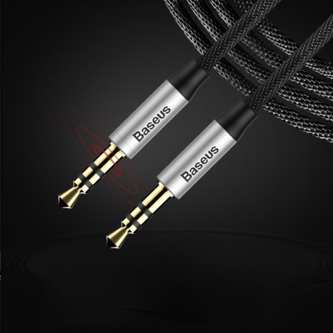 Kabel przewód audio stereo Yiven M30 AUX 3.5mm Mini Jack 1.5m - srebrno-czarny BASEUS