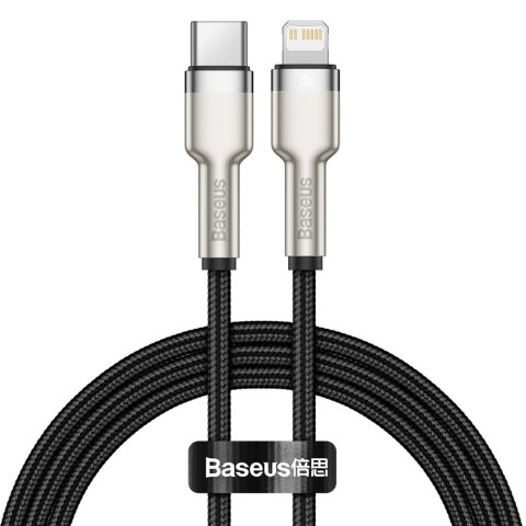 Przewód kabel iPhone USB-C - Lightning Cafule Metal Data Power Delivery 20W 1m - czarny BASEUS