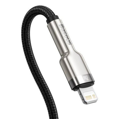 Przewód kabel iPhone USB-C - Lightning Cafule Metal Data Power Delivery 20W 1m - czarny BASEUS