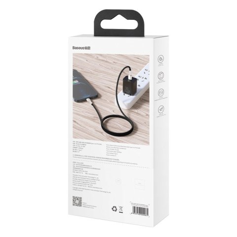Przewód kabel iPhone USB-C - Lightning Cafule Metal Data Power Delivery 20W 1m - czarny BASEUS