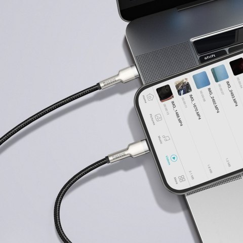Przewód kabel iPhone USB-C - Lightning Cafule Metal Data Power Delivery 20W 1m - czarny BASEUS