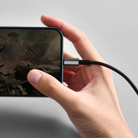 Przewód kabel w oplocie do iPhone USB - Lightning 1m - cały czarny BASEUS