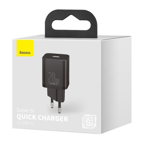 Szybka ładowarka sieciowa Super Si 1C USB-C 20W Power Delivery czarny BASEUS