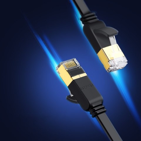 Płaski patchcord kabel przewód sieciowy LAN STP RJ45 Cat 7 10Gbps 3m czarny UGREEN