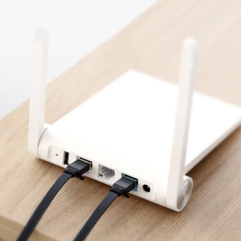 Płaski patchcord kabel przewód sieciowy LAN STP RJ45 Cat 7 10Gbps 3m czarny UGREEN
