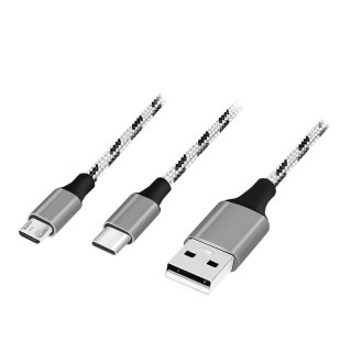 Kabel USB2.0 A/M do micro USB + USB-C, 1.2m LogiLink