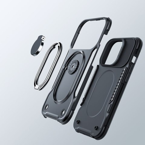Etui do iPhone 14 Plus pancerny pokrowiec z podstawką uchwytem ring holder czarne JOYROOM