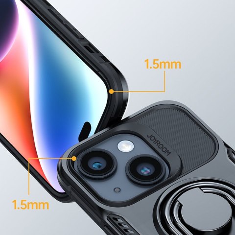Etui do iPhone 14 Plus pancerny pokrowiec z podstawką uchwytem ring holder czarne JOYROOM