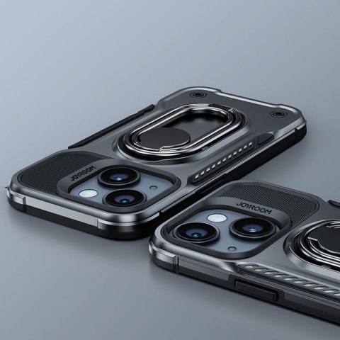 Etui do iPhone 14 Plus pancerny pokrowiec z podstawką uchwytem ring holder czarne JOYROOM