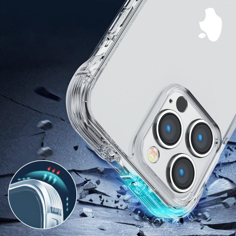 Etui pokrowiec do iPhone 14 Plus pancerna obudowa z haczykami podstawką przezroczysty