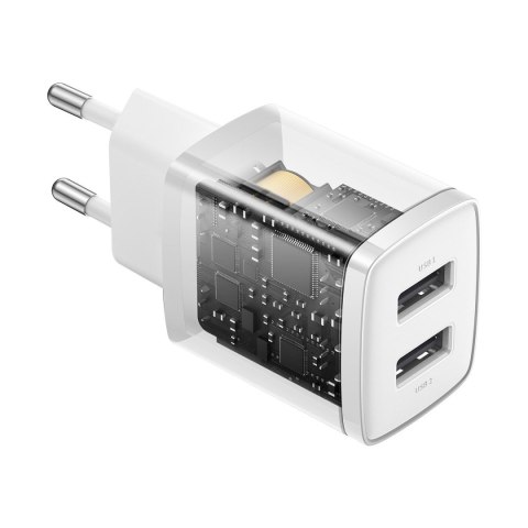 Mała ładowarka sieciowa Compact 2x USB 10.5W biały BASEUS