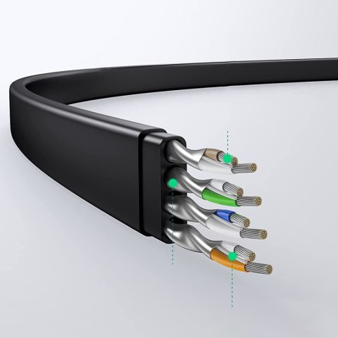 Płaski kabel sieciowy patchcord LAN RJ45 Ethernet Cat. 6 10m czarny UGREEN