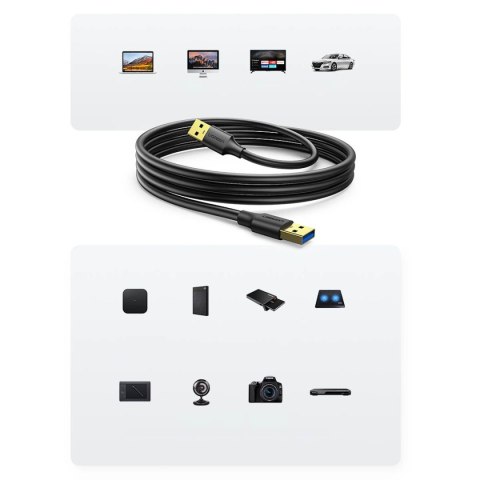 Kabel przewód USB-A 3.0 5Gb/s 0.5m czarny UGREEN