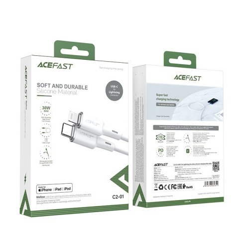 Kabel przewód do iPhone MFI USB-C - Lightning 30W 3A 1.2m czarny ACEFAST