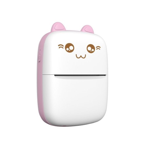 Mini Kot drukarka termiczna do etykiet ściąg z telefonu Bluetooth Fun Print różowa HURTEL