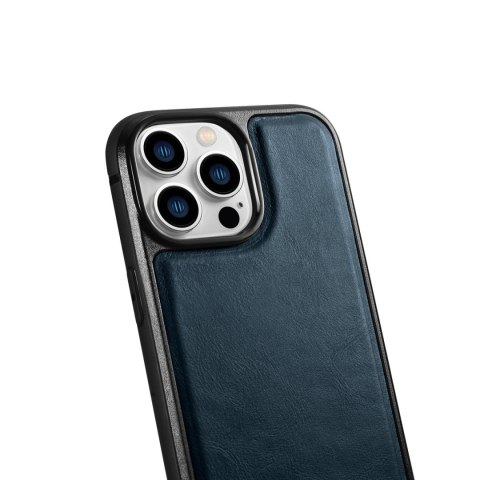 Etui pokryte naturalną skórą do iPhone 14 Pro Max Leather Oil Wax granatowy
