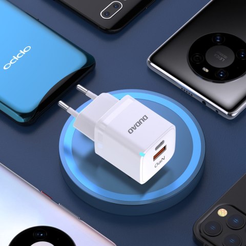 Ładowarka sieciowa GaN 33W PPS USB-C USB-A biała DUDAO