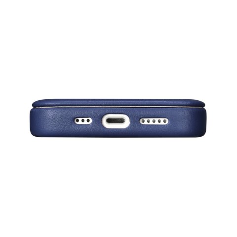 Skórzane etui iPhone 14 Plus z klapką magnetyczne MagSafe CE Premium Leather niebieski ICARER