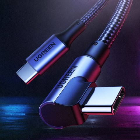 Kabel przewód kątowy USB-C PD QC 100W 5A 1m czarny UGREEN