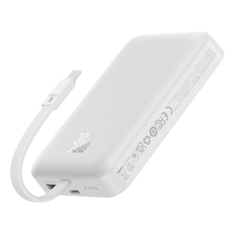 Mini Powerbank MagSafe 10000mAh 30W z kablem USB-C 0.3m biały BASEUS