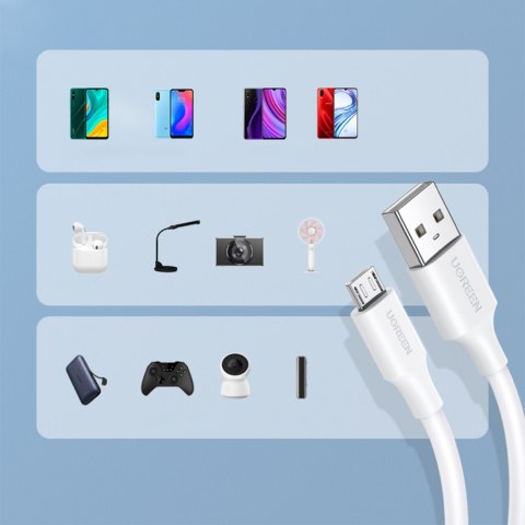 Kabel przewód PVC USB0-A - microUSB 480 Mb/s 2m biały UGREEN