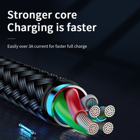 Kabel przewód USB-A - microUSB 3A wskaźnik ładowania 2m czarny JOYROOM