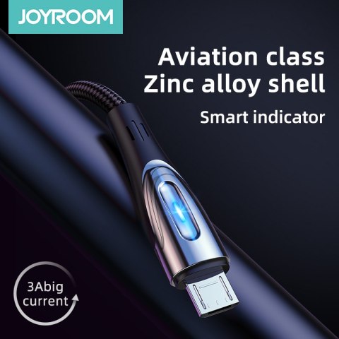 Kabel przewód USB-A - microUSB 3A wskaźnik ładowania 2m czarny JOYROOM