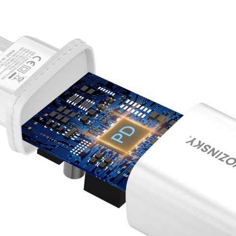 Ładowarka sieciowa 20W USB-A USB-C 100-240V biała WOZINSKY