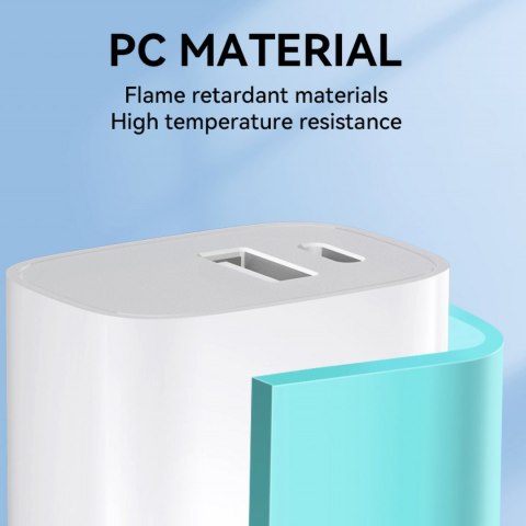 Ładowarka sieciowa 20W USB-A USB-C 100-240V biała WOZINSKY