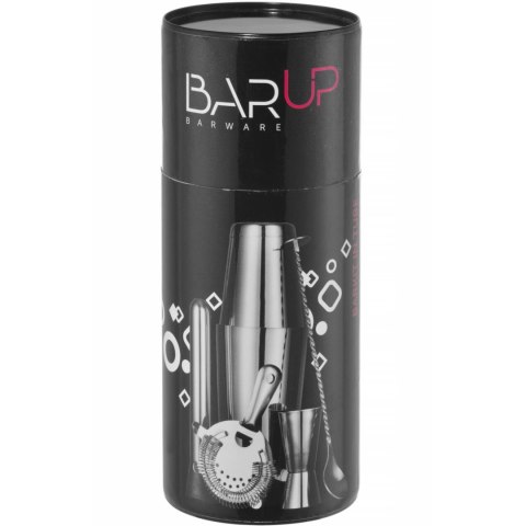 Zestaw barmański w tubie shaker jigger sitko muddler łyżka - srebrny Bar Up