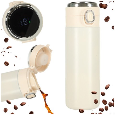 Kubek bidon termiczny z ustnikiem termos LED 350ml beżowy Kik Sp. z o. o. Sp. k.