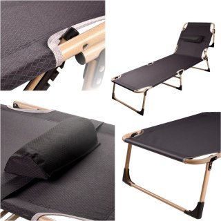 Łóżko polowe LUARO składane turystyczne kanadyjka leżanka z regulacją 193 cm szare Kik Sp. z o. o. Sp. k.