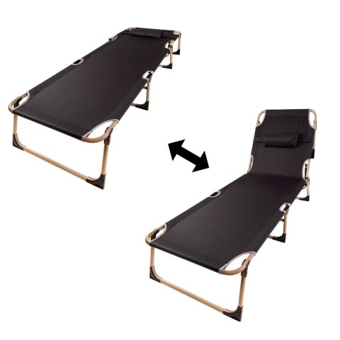 Łóżko polowe LUARO składane turystyczne kanadyjka leżanka z regulacją 193 cm szare Kik Sp. z o. o. Sp. k.