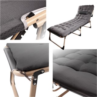 Łóżko polowe LUARO turystyczne składane leżak biznesowy 193 cm ciemny szary Kik Sp. z o. o. Sp. k.