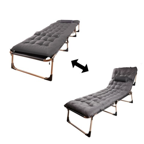 Łóżko polowe LUARO turystyczne składane leżak biznesowy 193 cm ciemny szary Kik Sp. z o. o. Sp. k.