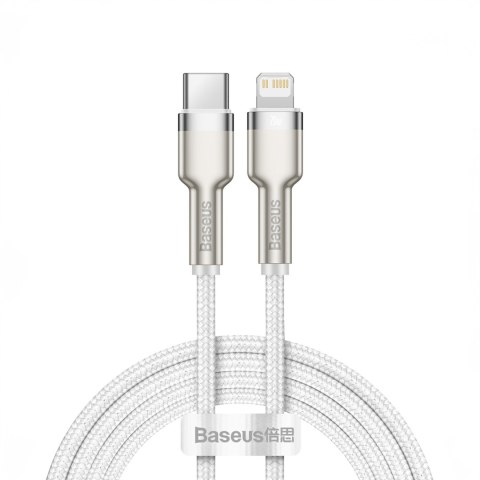 Kabel przewód Cafule Series Metal Data USB-C - iPhone Lightning 20W PD 1m - biały BASEUS