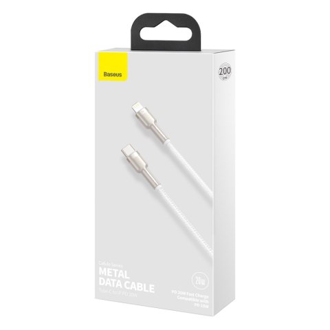 Kabel przewód Cafule Series Metal Data USB-C - iPhone Lightning 20W PD 1m - biały BASEUS